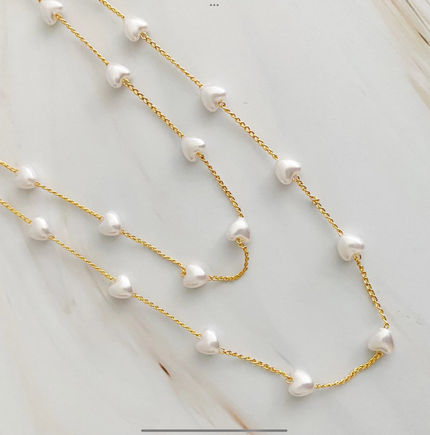 Pearl Heart Long Chain Necklace