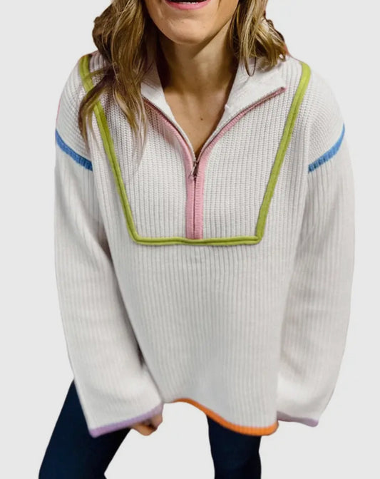 Colorful Edage Drop Shoulder Sweater