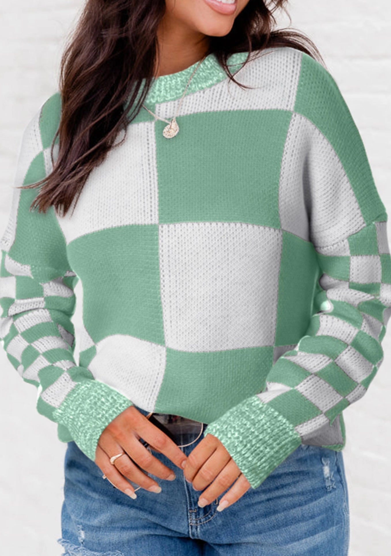 Checkered Patchwork Sweater